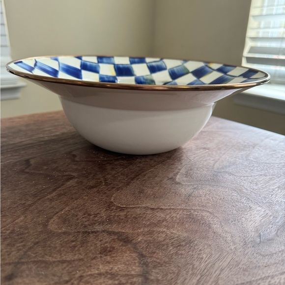 Mackenzie-Childs serving bowl in blue/wht courtly check. Never used. - Picture 3 of 3